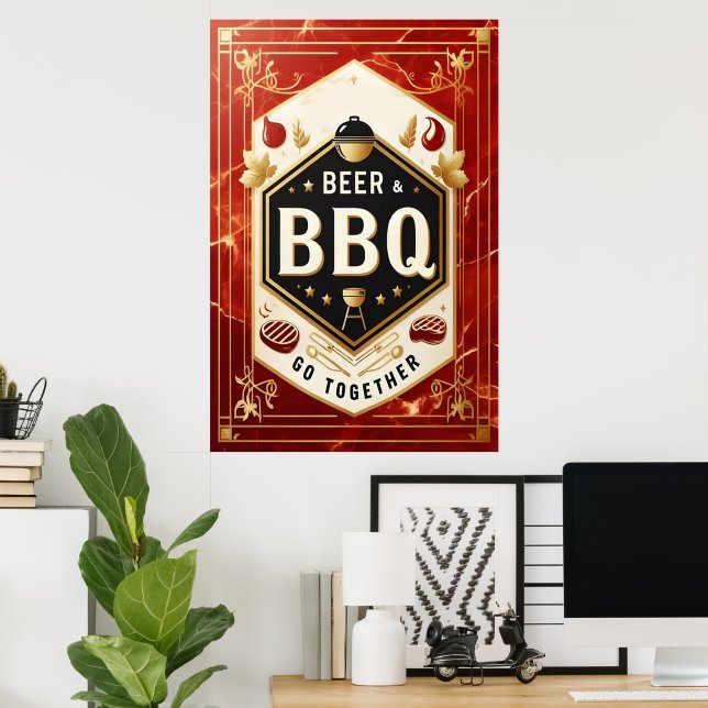 Öl och BBQ Gå samman Poster (Hemmakontoret)