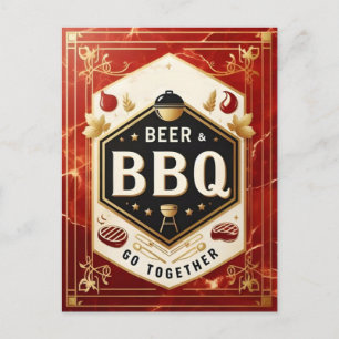 Öl och BBQ Gå samman Vykort