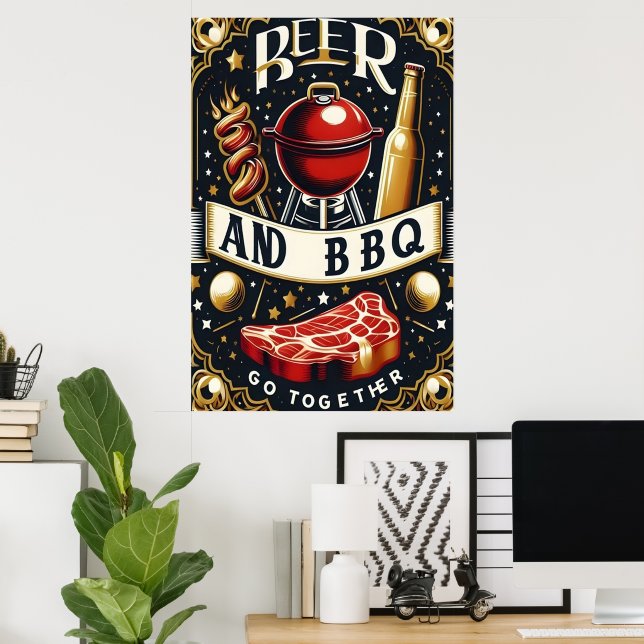 Öl och BBQ går ihop Poster (Hemmakontoret)