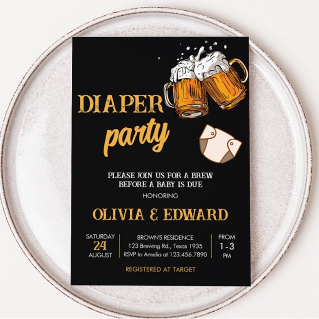 Öl- och blöjor, babyskor inbjudningar (Brewing Diaper Party Baby Shower Invitation)