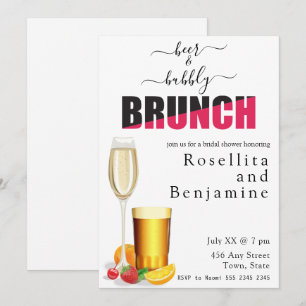 Öl- och Bubly Brunch Par Shower Inbjudningar