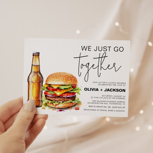 Öl och Burger Funny Avslappnad Par Shower Inbjudningar (Skapare uppladdad)
