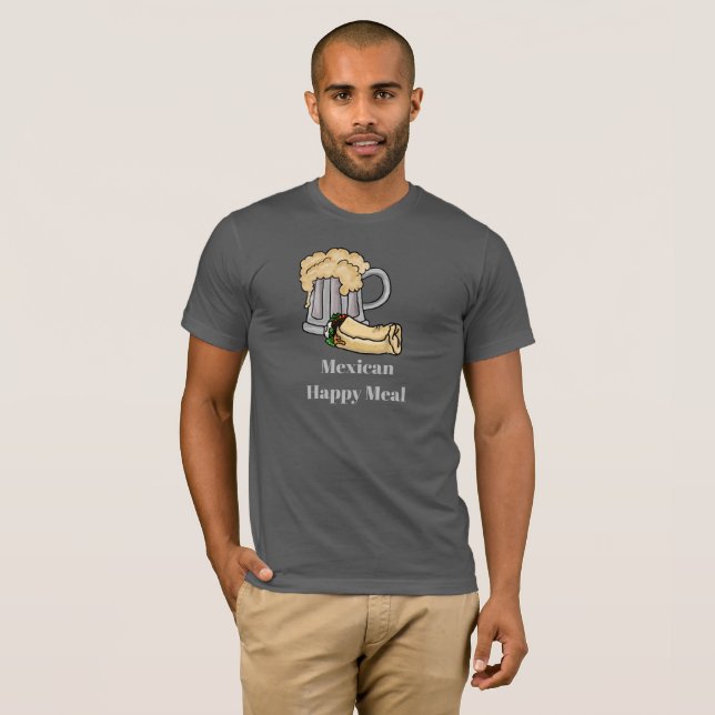 Öl och Burrito Mexikansk Happy Meal T-shirt (Hel framsida)