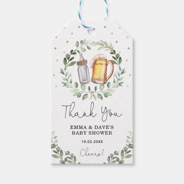 Öl och Cheers Greenery Brewery Baby Shower Presentetikett (Framsidan)