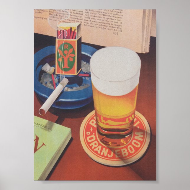 Öl och Cigarette Vintage affisch (Framsidan)