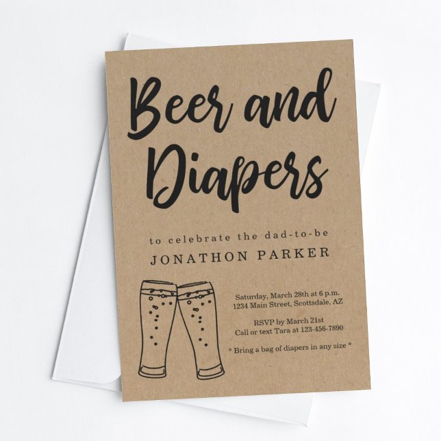 Öl och dykare Party - pappa, kille, Manar Baby Sho Inbjudningar (Skapare uppladdad)