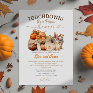 Öl- och fotbolls-Pumpkin Fall Daper Shower Inbjudningar