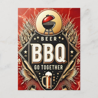 Öl och grillning går hand i hand vykort