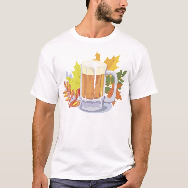 Öl och Höst löv Oktoberfest T Shirt (Framsida)
