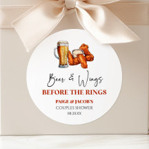 Öl och kycklingvingar före ringarna bröllopsdusch 