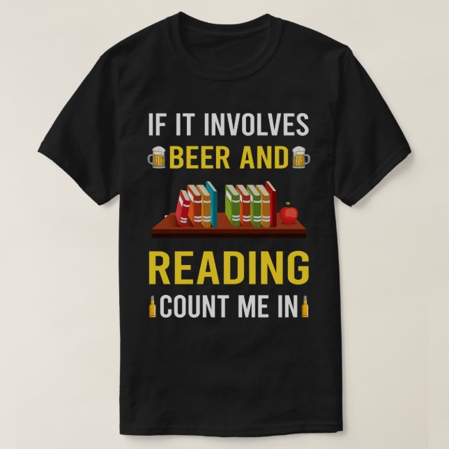 Öl och läsning av Bok Bokar T Shirt (Design framsida)