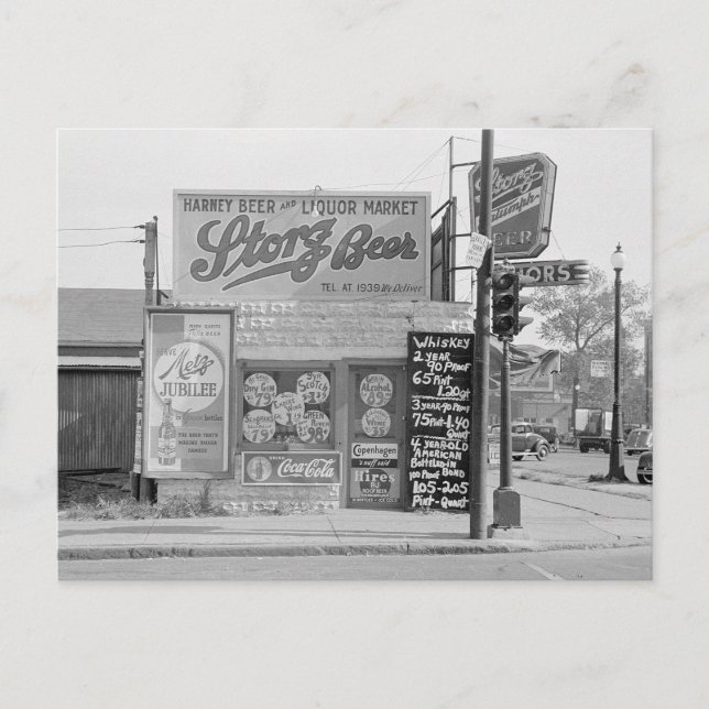 Öl- och likörmarknad, 1938 vykort (Framsida)