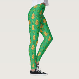 Öl och Lucky Klöver Mönster St patrick's day Leggings