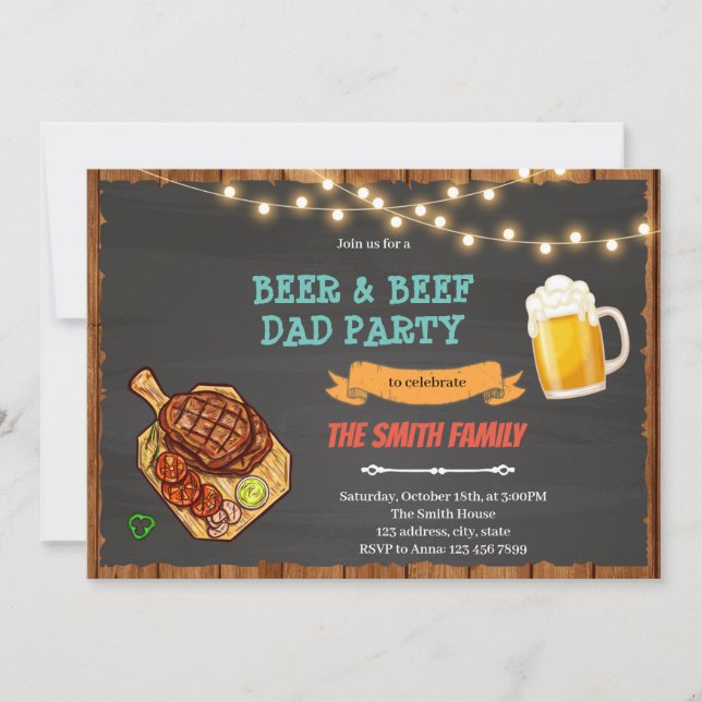 Öl och nötkött pappa Bq party Inbjudningar (Framsida)