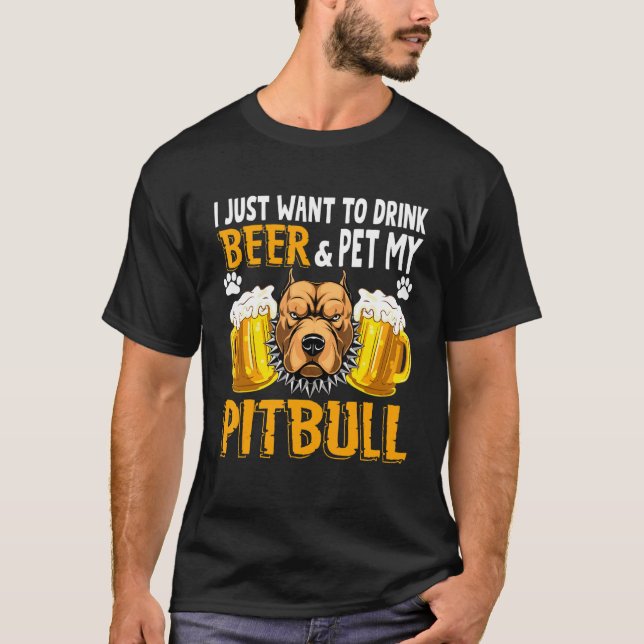 Öl Och Pitbull  Hund Mamma Hund Pappa  Idé T Shirt (Framsida)