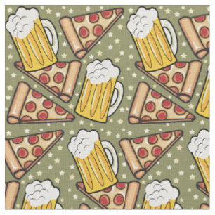 Öl och Pizza Graphic Mönster v3 Tyg