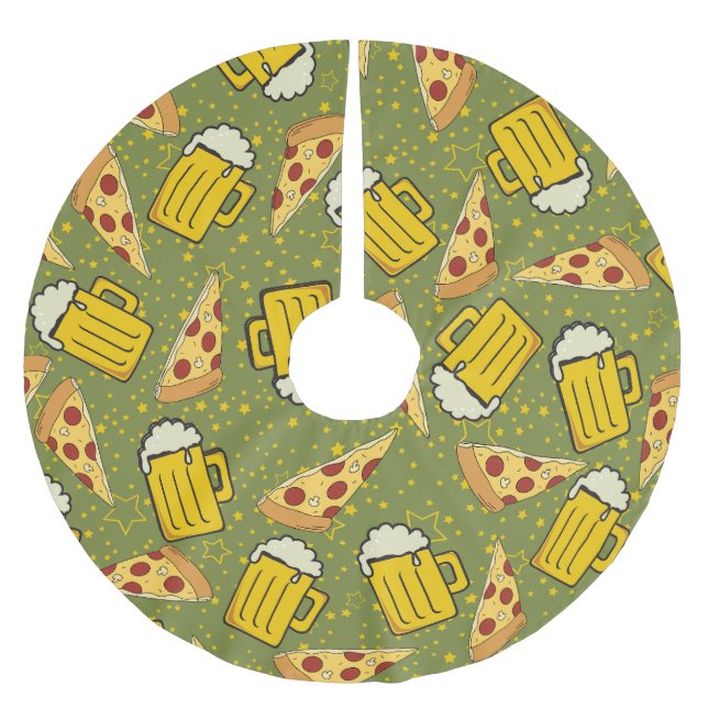 Öl och Pizza Mönster Julgransmatta Borstad Polyester (Framsidan)