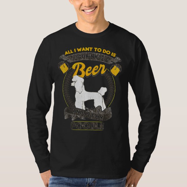 Öl och Pudel Hund T Shirt (Framsida)