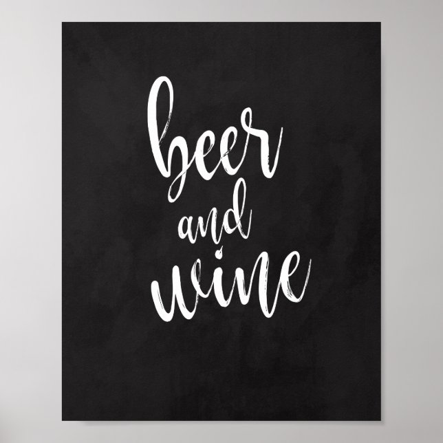 Öl och vin-krita 8x10 bröllopsskylt poster (Framsidan)