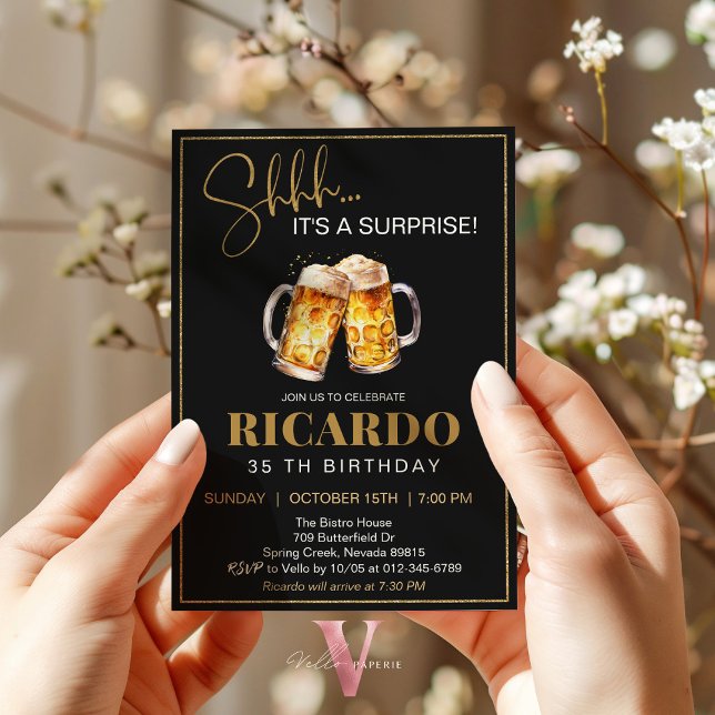 Öl överraskande födelsedag 30 40 50 60:e inbjudan (Skapare uppladdad)