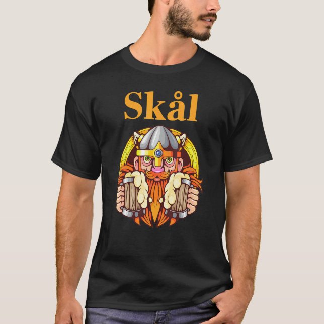 Öl på svenska och norska skål t shirt (Framsida)