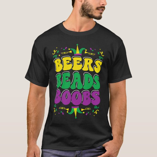 Öl Pärlor Boobes Mardi Gras Carnivaler Celebratio T Shirt (Framsida)