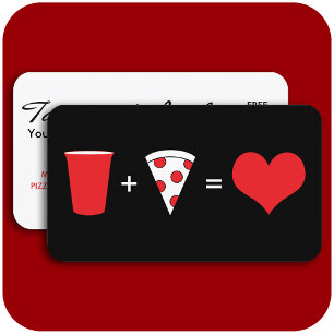 öl + pizza = kärlek visitkort
