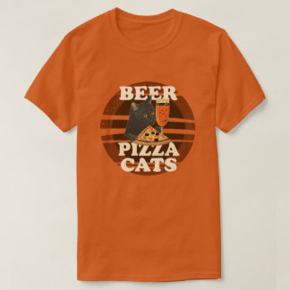 Öl Pizza Katter– Cool Cat Lover Retro Solnedgång G T Shirt