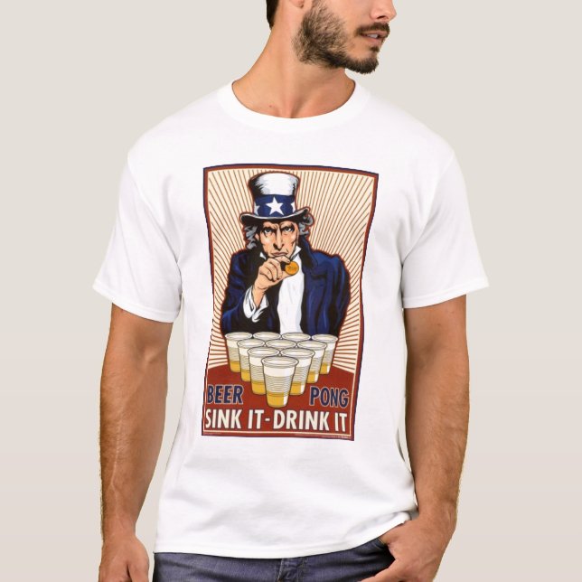 Öl Pong för Uncle Sam Tee (Framsida)