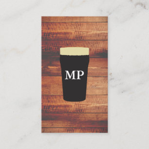 Öl Rustic Wood Square Inslag med Monogram Visitkort
