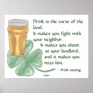 Öl & Shamrock/irländsk ordstävaffisch Poster