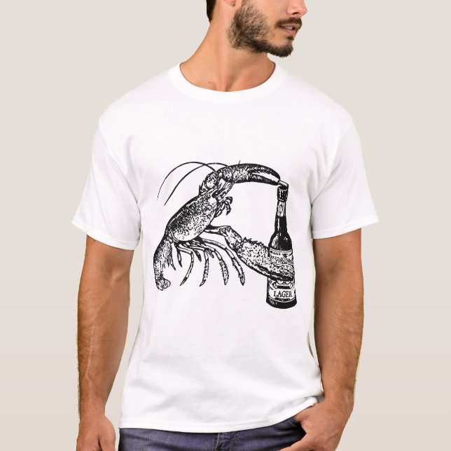 Öl som dricker Lobster Funny Craft Beer T-Shirts (Framsida)