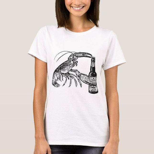 Öl som dricker Lobster Funny Craft Beer T-Shirts (Framsida)