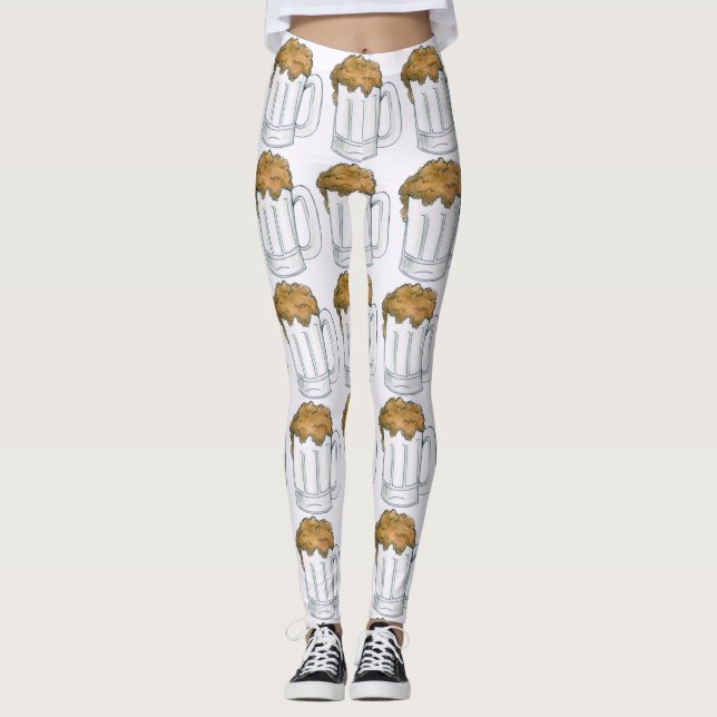 Öl som dricker Mugg Ale Novelty Foodie Oktoberfest Leggings (Framsida)
