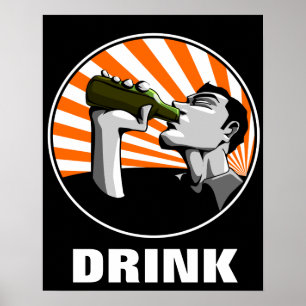 Öl som dricker propagandastilaffischen poster