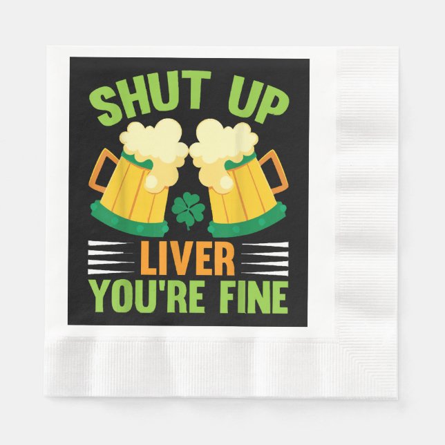 Öl som dricker Saint Patricks Dag Häng upp levern  Pappersservett (Framsidan)