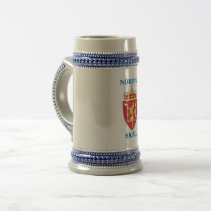 Öl Stein med den norska vapenskölden och SKÅL! Sejdel