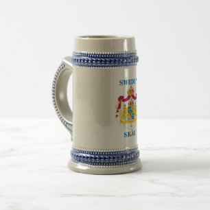 Öl Stein med svenskvapenskölden och SKÅL! Sejdel