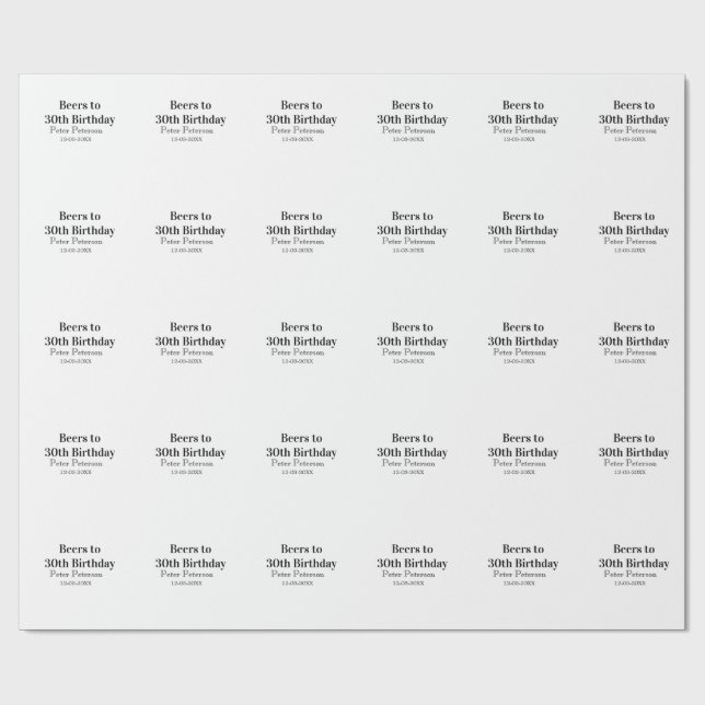 Öl till 30-årsdag namn datum man stilfullEnkel Presentpapper (Platt)