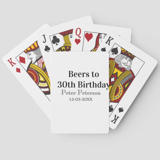 Öl till 30-årsdag namn datum man stilrenEnkel Casinokort (Baksidan)