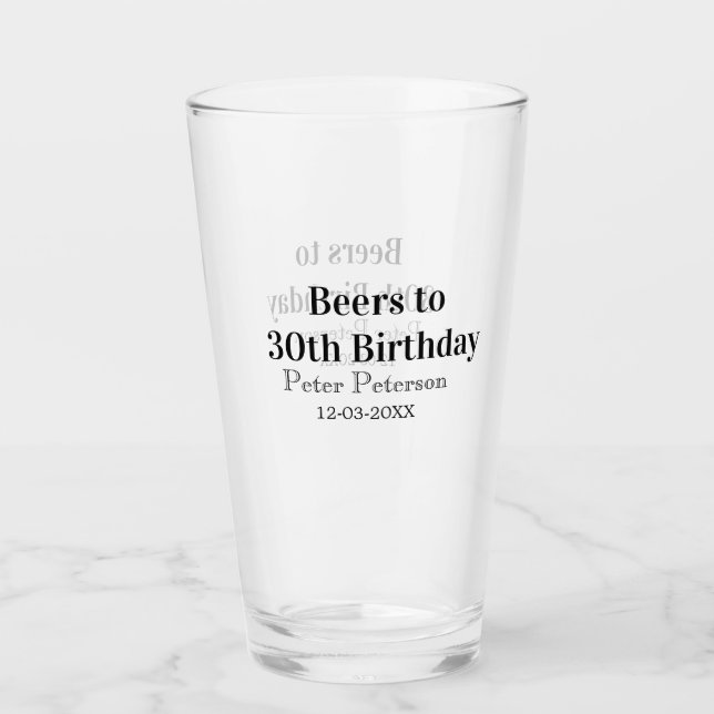 Öl till 30-årsdag namn datum man stilrenEnkel Glaskopp (Framsida)