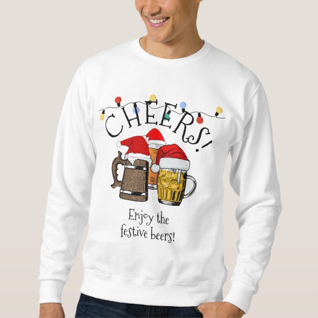 Öl Tomte Jul Unisex Lång Ärmad Tröja (Framsida)