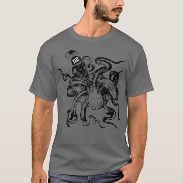 Öl upp och ned på bläckfisken Drift Craft Beer T Shirt (Framsida)