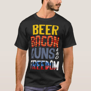 Öl Vapen Bacon Frihet Patriotisk Amerikansk 2A Öl T Shirt