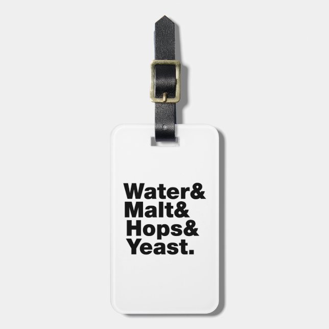 Öl = Vatten & malt & Skutt & jäst. Bagagebricka (Vertikal Framsida)