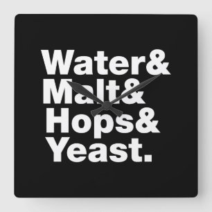 Öl = Vatten & malt & Skutt & jäst. Fyrkantig Klocka