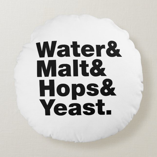 Öl = Vatten & malt & Skutt & jäst. Rund Kudde (Framsidan)