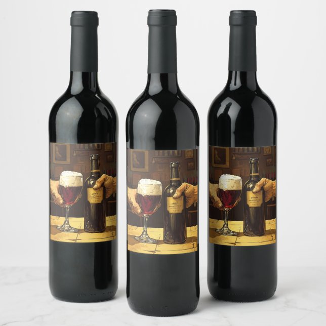Öl vs Vin Vinflaska Etikett (Flaskor)