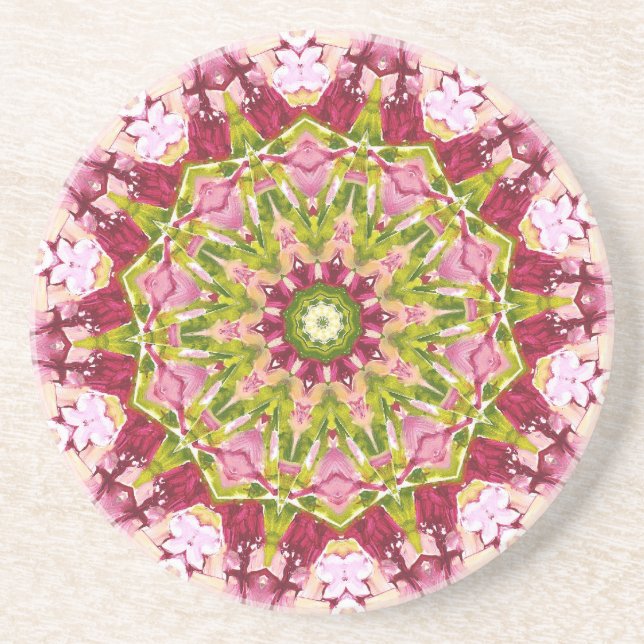 Ola Boos Rosa och Grönt Kaleidescope Underlägg Sandsten (Framsidan)