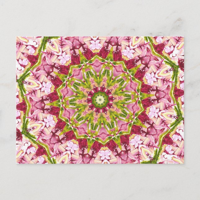 Ola Boos Rosa och Grönt Kaleidescope Vykort (Framsida)